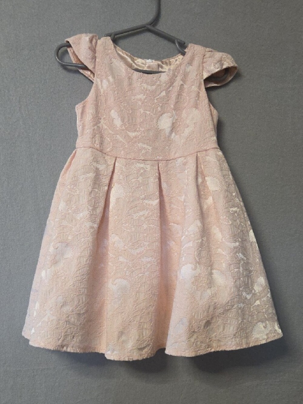 Girls' Lace Embroidered Pink Party Dress with Cap Sleeves - Picture 2 of 7